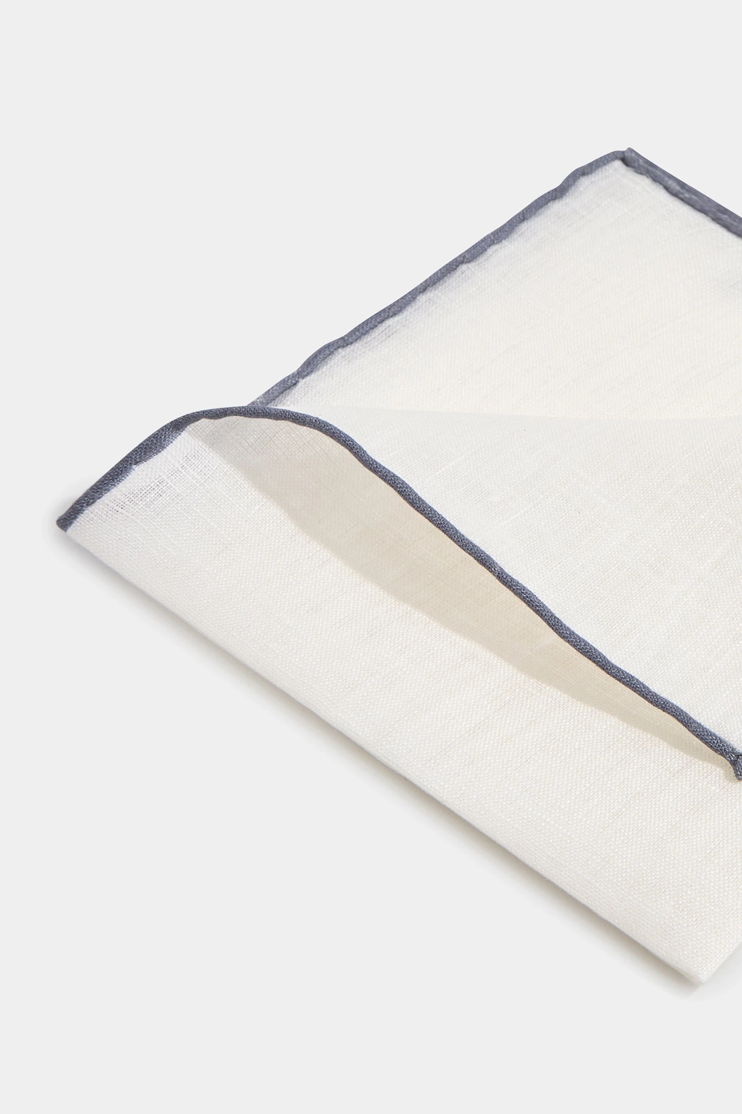 White/Grey Linen Pocket Square - Made In Italy 5 White/Grey Linen Pocket Square - Made In Italy - Image 3
