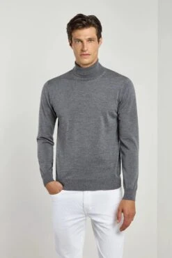 Anthracite Merino Turtleneck – Made In Italy