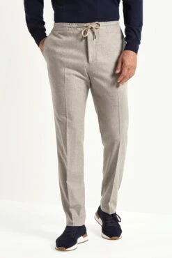Sand Flannel Alassio Trousers - Made In Italy