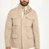 Sand Cashmere Field Jacket - Made In Italy -Pini Parma Clothing Store beige cashmere field jacket