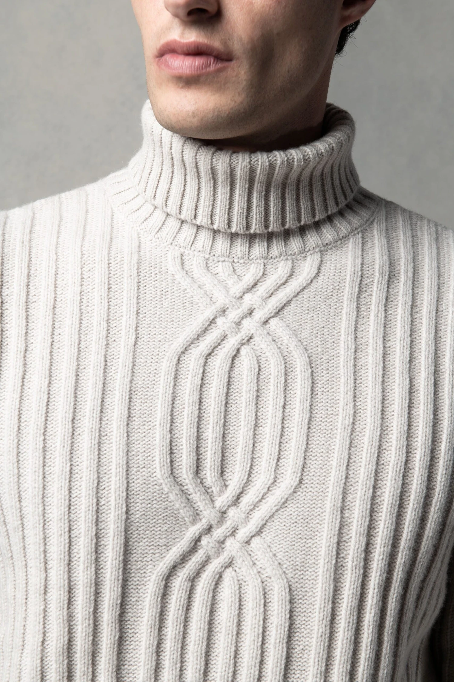 Beige Jacquard Patterned Wool & Cashmere Turtleneck – Made In Italy 4 Beige Jacquard Patterned Wool & Cashmere Turtleneck – Made In Italy - Image 2