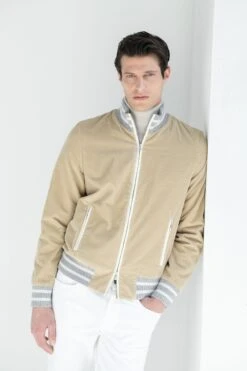 Beige Corduroy College Bomber - Made In Italy