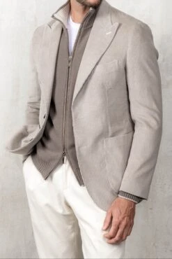 Beige Corduroy Jacket "Soragna Collection" - Made In Italy