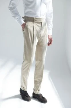 Beige Corduroy Trousers "Soragna Capsule Collection" - Made In Italy