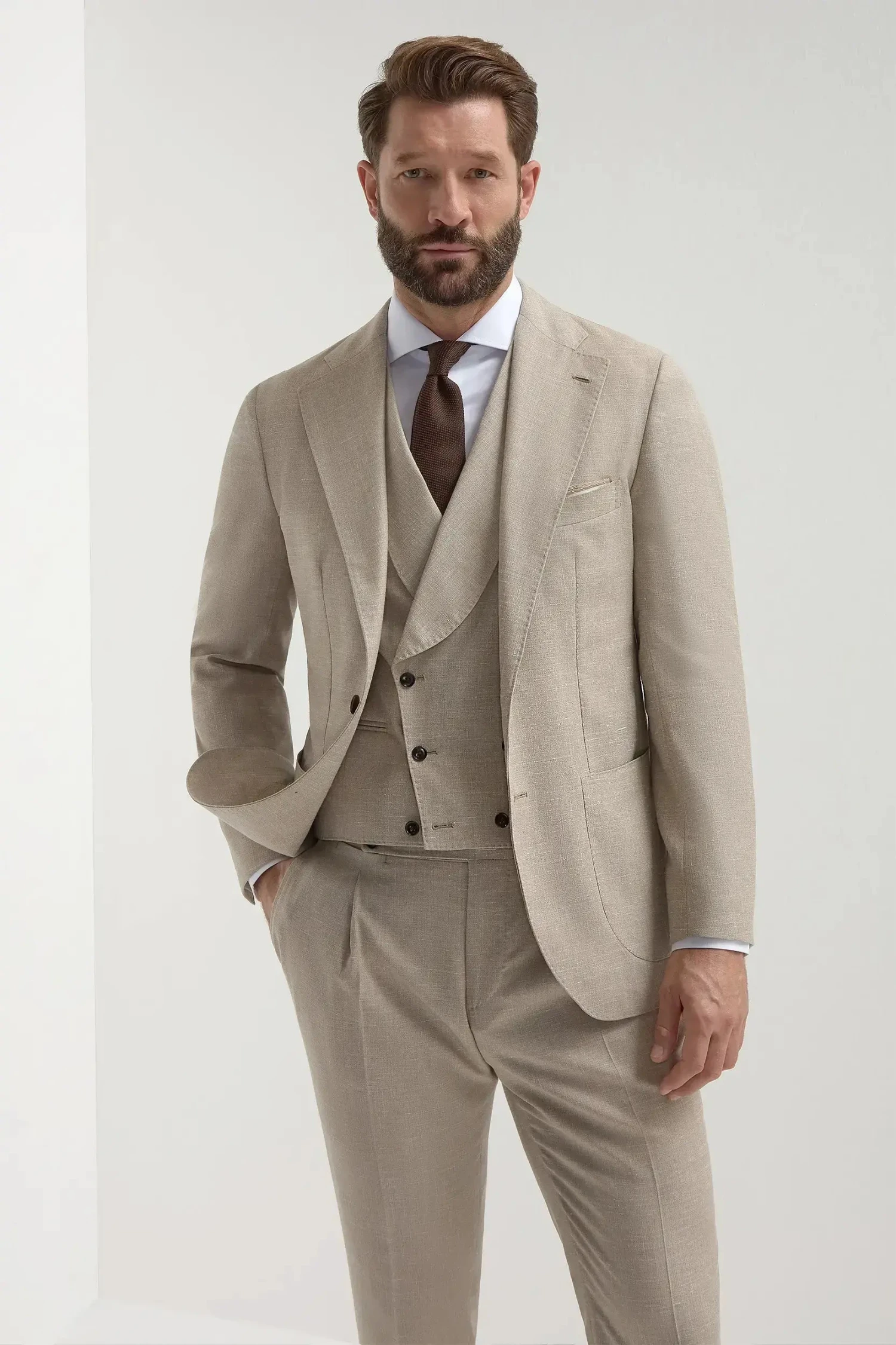 Beige Double Breasted Waistcoat - Made In Italy 5 Beige Double Breasted Waistcoat - Made In Italy - Image 3