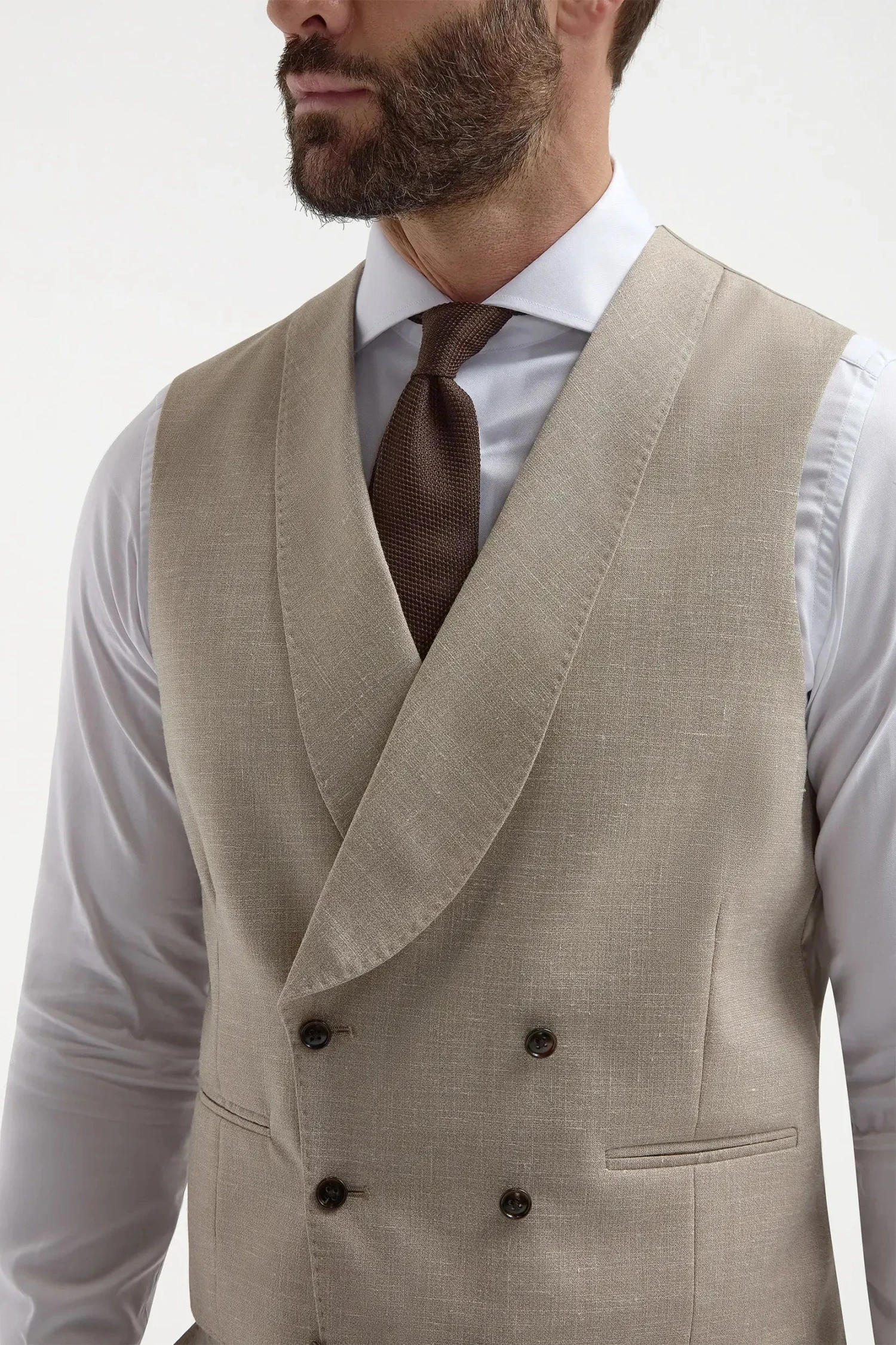 Beige Double Breasted Waistcoat - Made In Italy 4 Beige Double Breasted Waistcoat - Made In Italy - Image 2