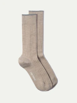 Beige - Super Durable Wool Short Socks - Made In Italy