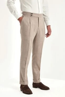 Beige Flannel Soragna Trousers - Made In Italy