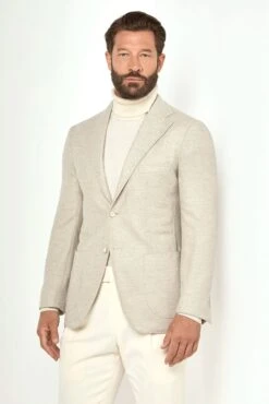 Beige Herringbone Jacket - Made In Italy