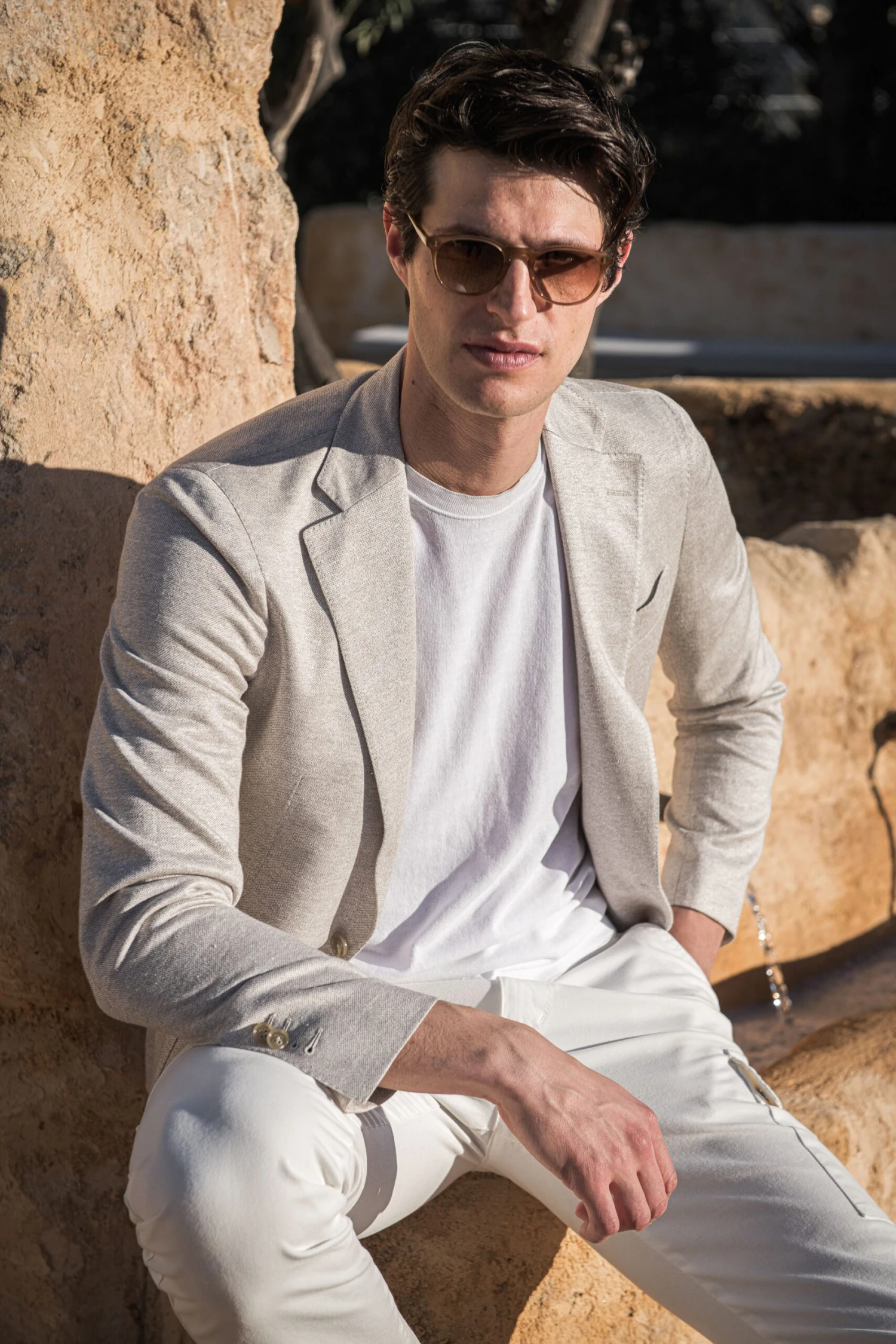 Beige Jersey Jacket - Made In Italy 3 Beige Jersey Jacket - Made In Italy