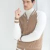 Beige Knitted College Bomber - Made In Italy 1 Beige Knitted College Bomber - Made In Italy -Pini Parma Clothing Store beige knitted college bomber 1