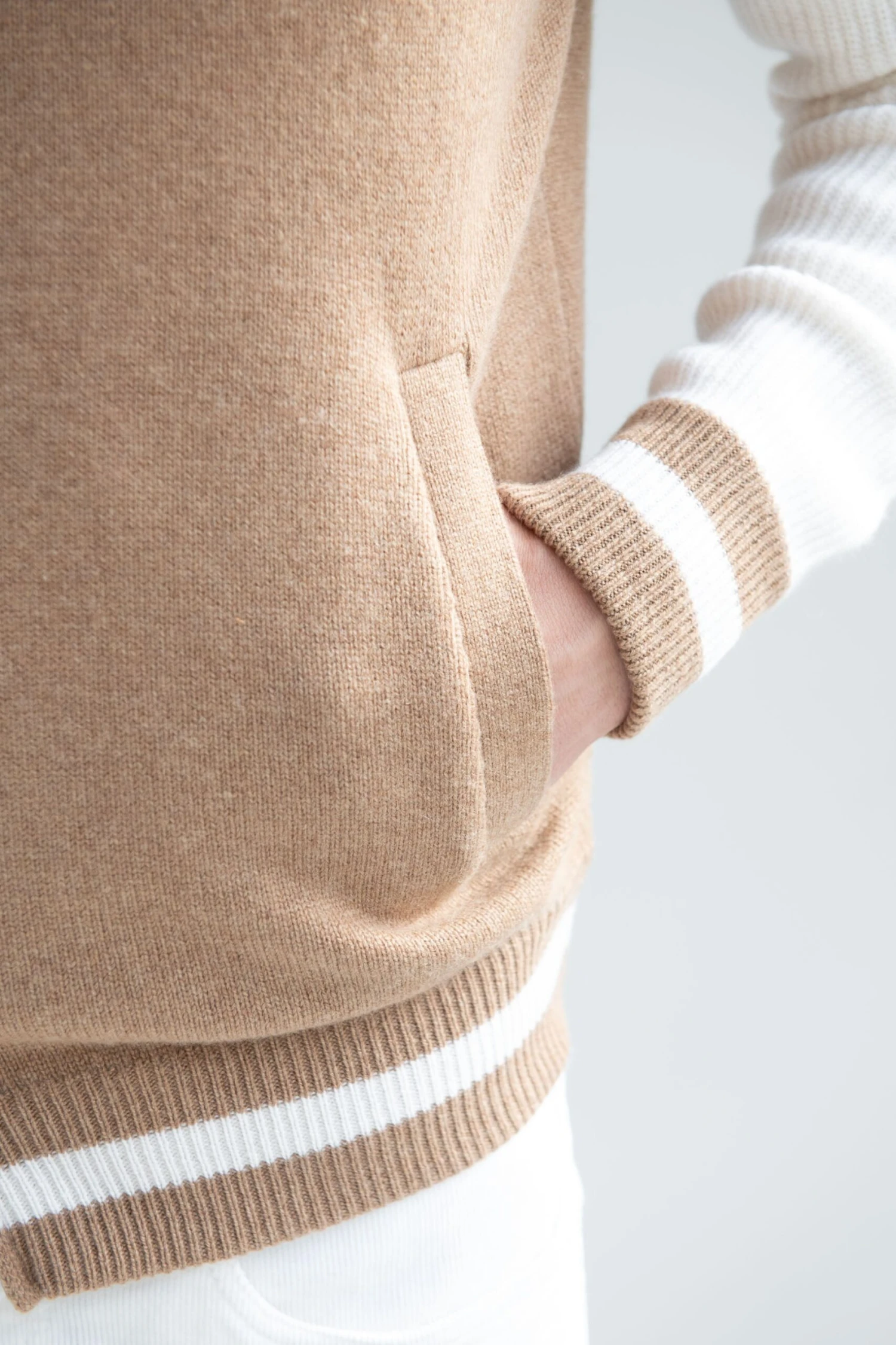 Beige Knitted College Bomber - Made In Italy 4 Beige Knitted College Bomber - Made In Italy - Image 2