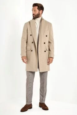 Beige Polo Coat – Made In Italy -Pini Parma Clothing Store beige polo coat loro piana wool 1