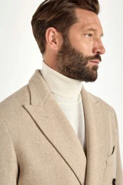 Beige Polo Coat – Made In Italy -Pini Parma Clothing Store beige polo coat loro piana wool 4