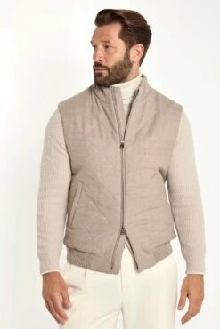 Beige Quilted Vest - Made In Italy