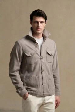 Beige Safari Jacket Flannel Super 180s – Made In Italy