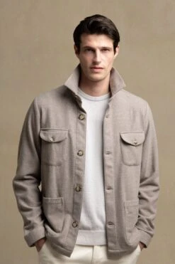 Beige Safari Jacket Flannel Super 180s – Made In Italy 8 Beige Safari Jacket Flannel Super 180s – Made In Italy -Pini Parma Clothing Store beige safari jacket s180 wool 1
