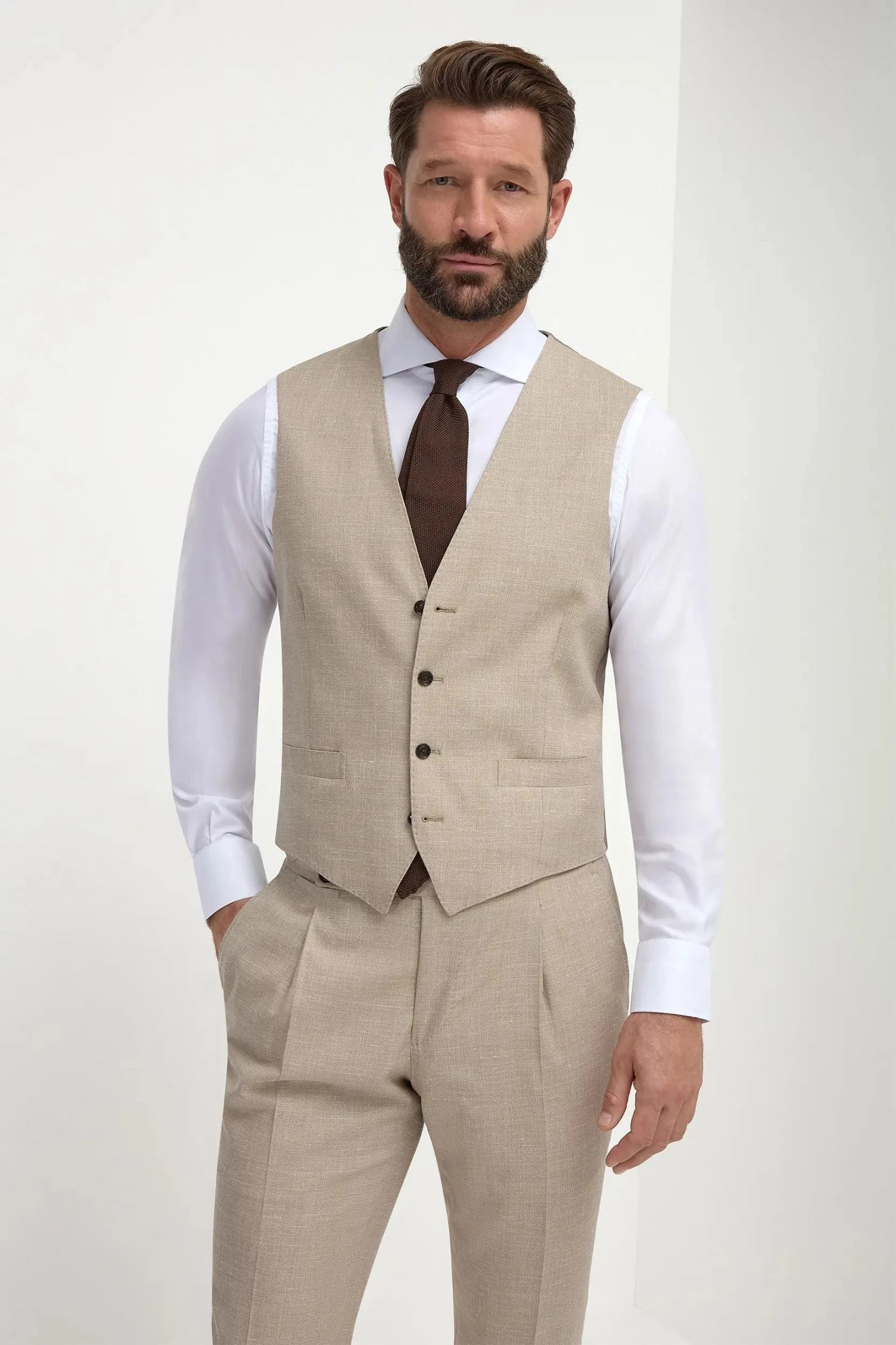 Beige Waistcoat - Made In Italy 3 Beige Waistcoat - Made In Italy
