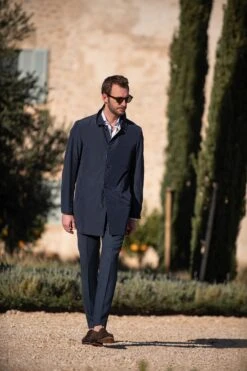 Blue And Grey Reversible Raincoat - Made In Italy