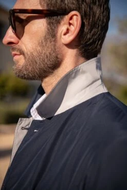 Blue And Grey Reversible Raincoat - Made In Italy -Pini Parma Clothing Store blue and grey reversible raincoat 5