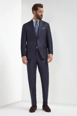 Blue Avio Full Canvas Suit - Made In Italy