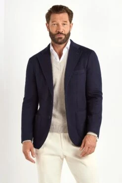 Blue Jacket In Cashmere - Made In Italy