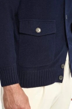 Blue Cashmere Knitted Bomber – Made In Italy -Pini Parma Clothing Store blue cashmere knitted cardigan 5