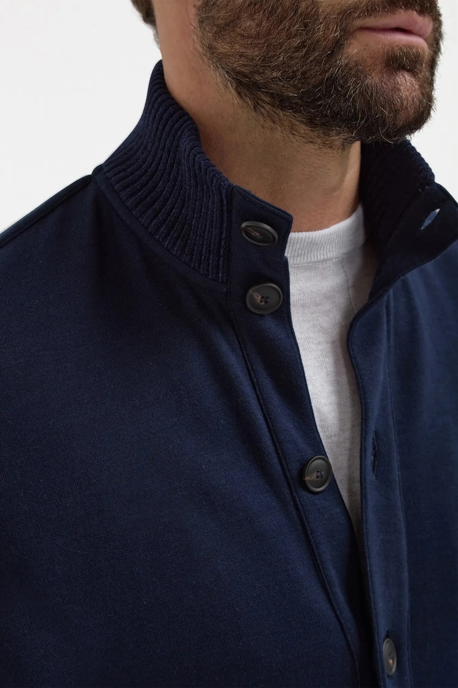 Blue Cotton Knitted Bomber – Made In Italy 4 Blue Cotton Knitted Bomber – Made In Italy - Image 2