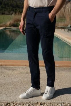 Blue Stretch Cotton Cargo - Made In Italy