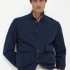 Blue Cotton And Silk Bomber - Made In Italy 2 Blue Cotton And Silk Bomber - Made In Italy -Pini Parma Clothing Store blue cotton silk bomber 2