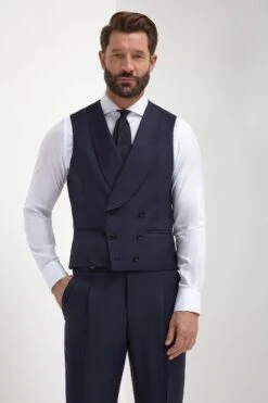 Blue Double Breasted Waistcoat - Made In Italy