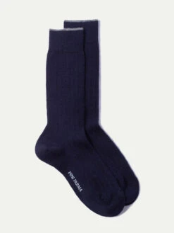 Blue - Super Durable Wool Short Socks - Made In Italy
