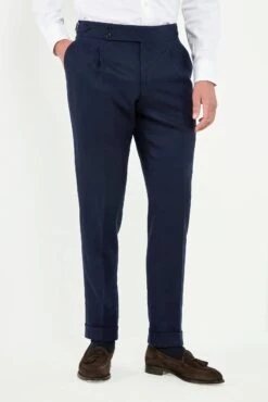 Blue Flannel Soragna Trousers - Made In Italy