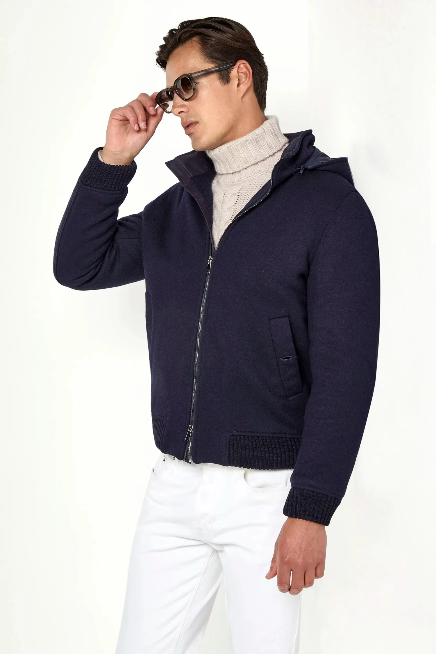 Blue Hooded Bomber - Made In Italy 5 Blue Hooded Bomber - Made In Italy - Image 3