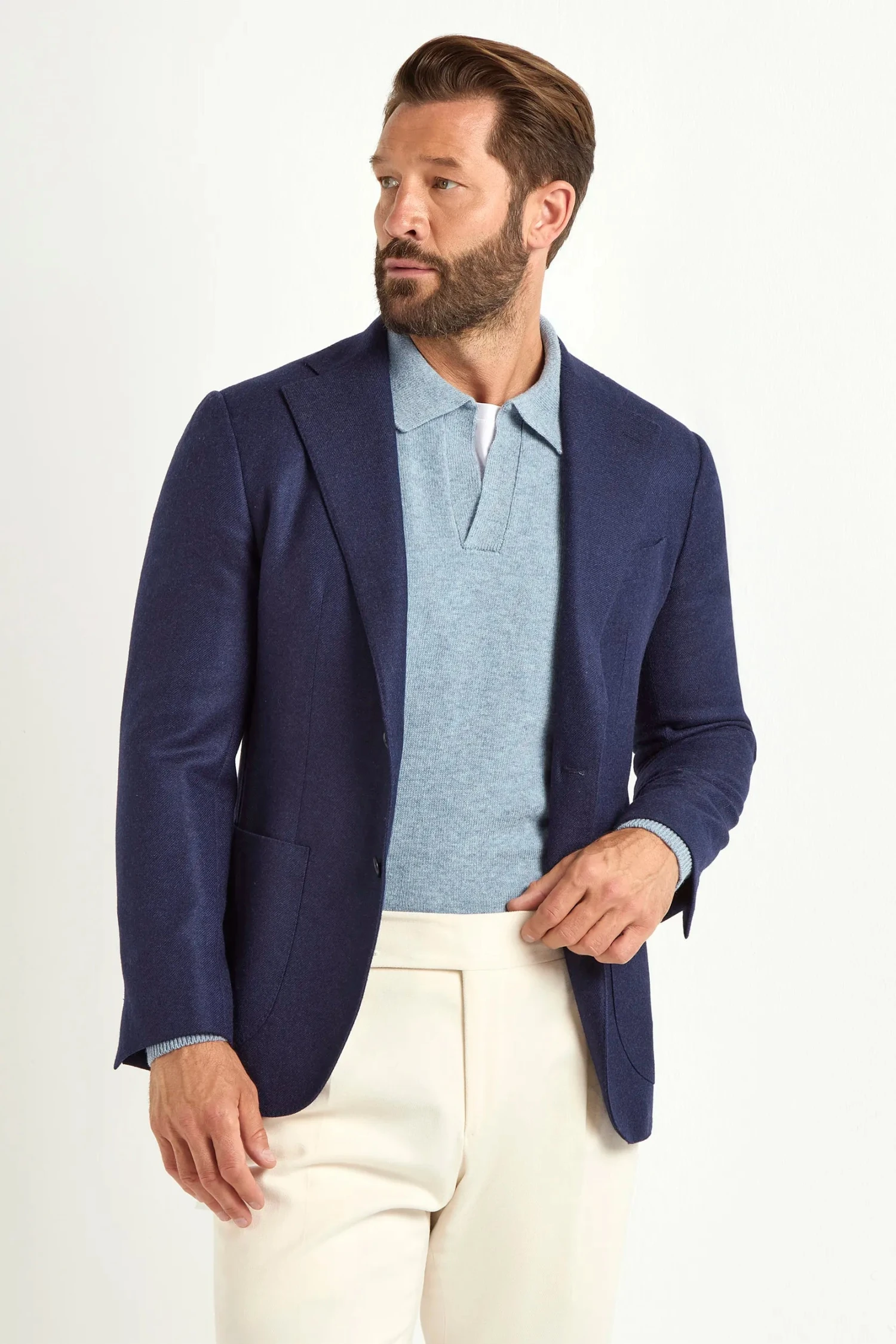 Blue Jacket In Wool And Cashmere - Made In Italy 3 Blue Jacket In Wool And Cashmere - Made In Italy