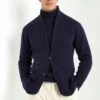 Blue Knitted Jacket - Wool And Cashmere - Made In Italy 2 Blue Knitted Jacket - Wool And Cashmere - Made In Italy -Pini Parma Clothing Store blue knitted jacket 2
