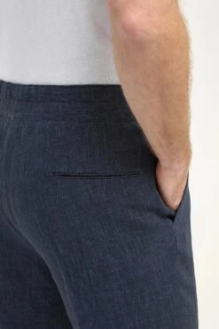 Blue Linen Relaxed Shorts - Made In Italy -Pini Parma Clothing Store blue linen relaxed shorts 4 1