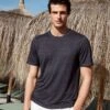 Blue Linen T-shirt - Made In Italy 2 Blue Linen T-shirt - Made In Italy -Pini Parma Clothing Store blue linen tshirt 4