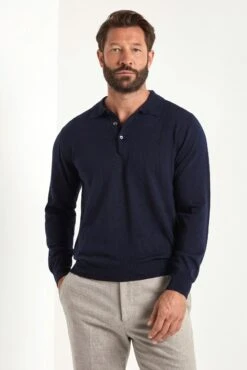 Blue Merino Polo - Made In Italy
