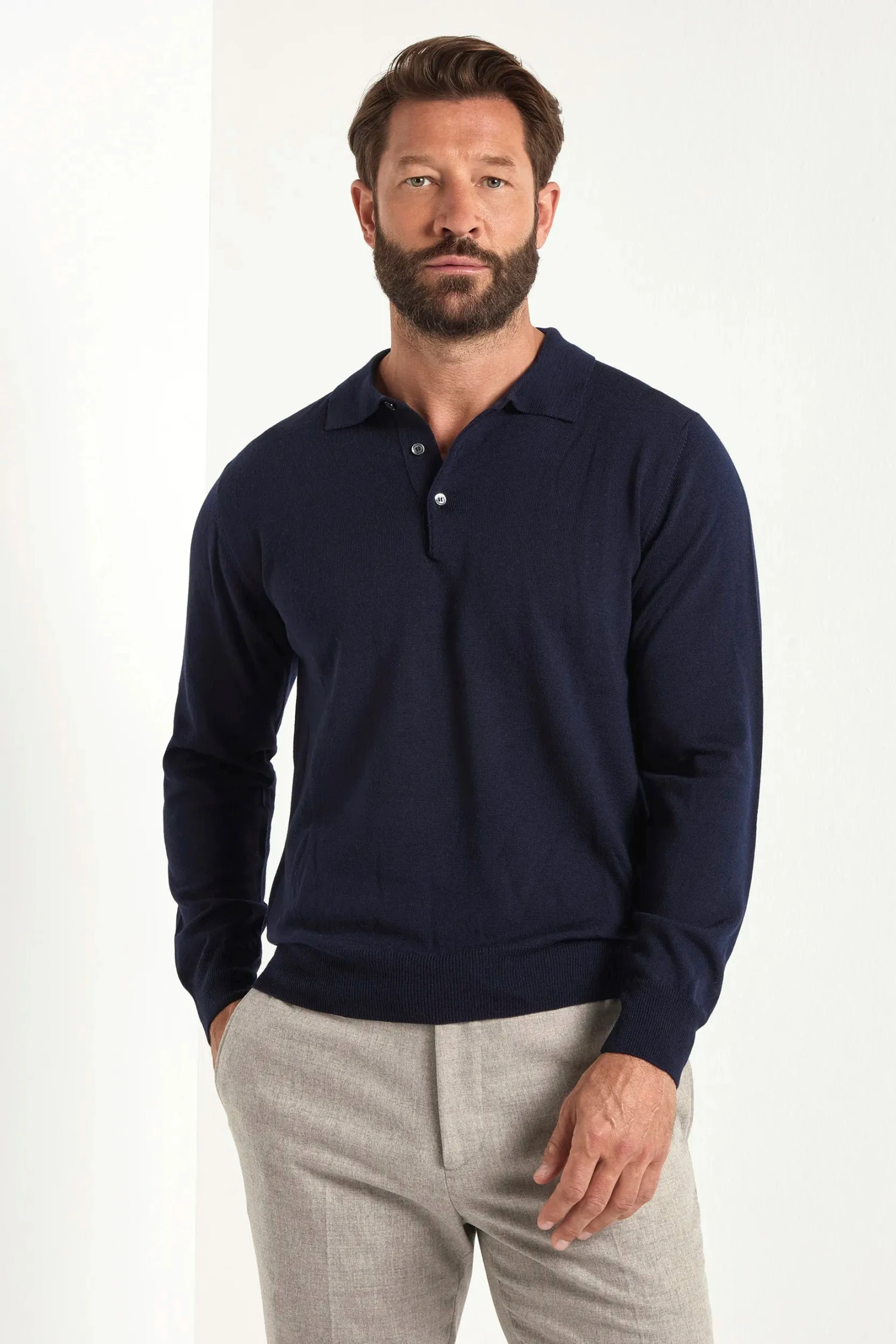 Blue Merino Polo - Made In Italy 3 Blue Merino Polo - Made In Italy