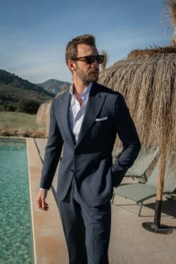Blue Prince Of Wales Suit - Made In Italy