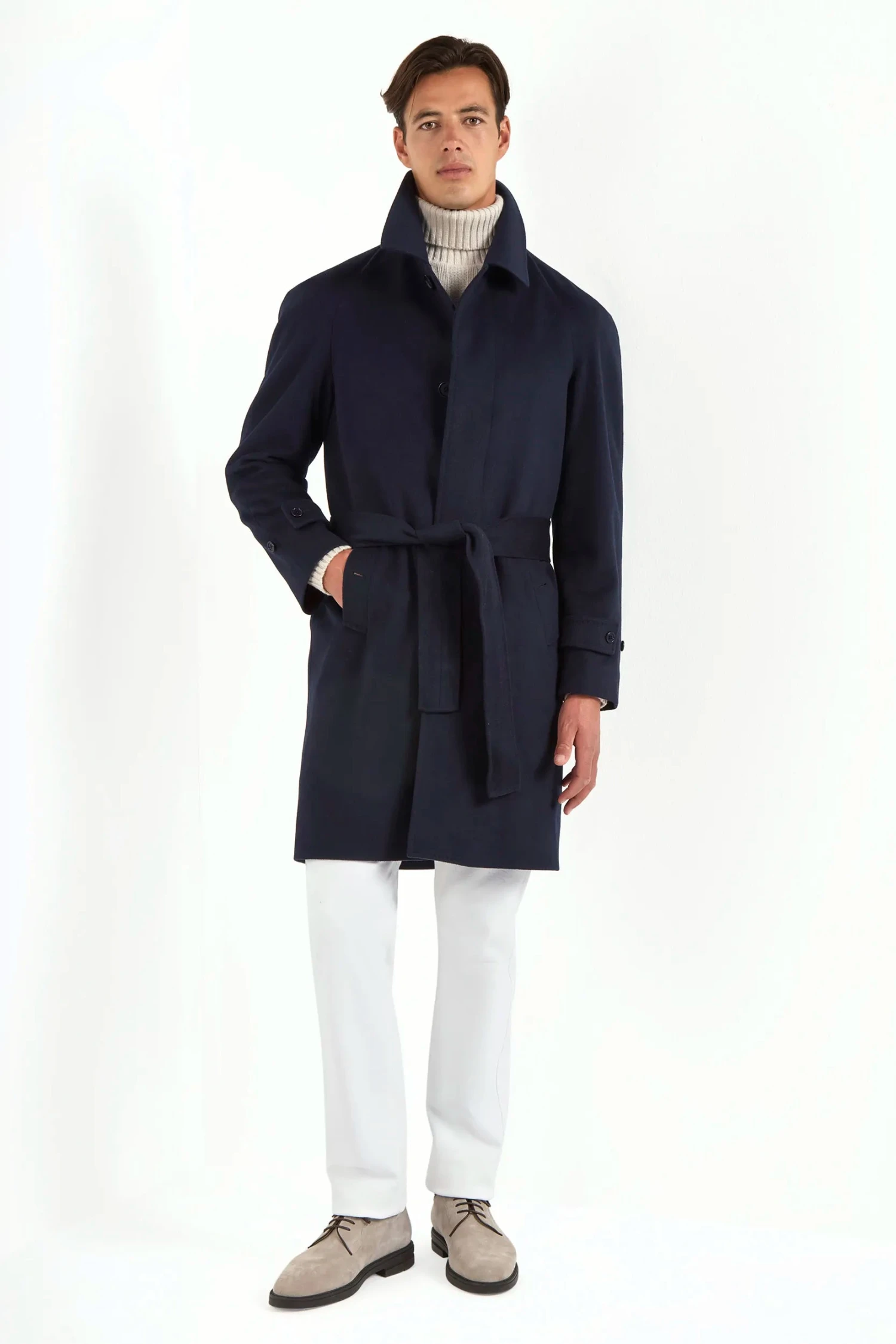 Blue Raglan Coat – Made In Italy 3 Blue Raglan Coat – Made In Italy