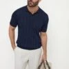 Blue Ribbed Polo - Made In Italy -Pini Parma Clothing Store blue ribbed polo 4