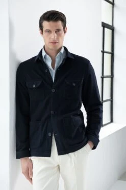 Blue Safari Jacket Flannel Super 180s – Made In Italy