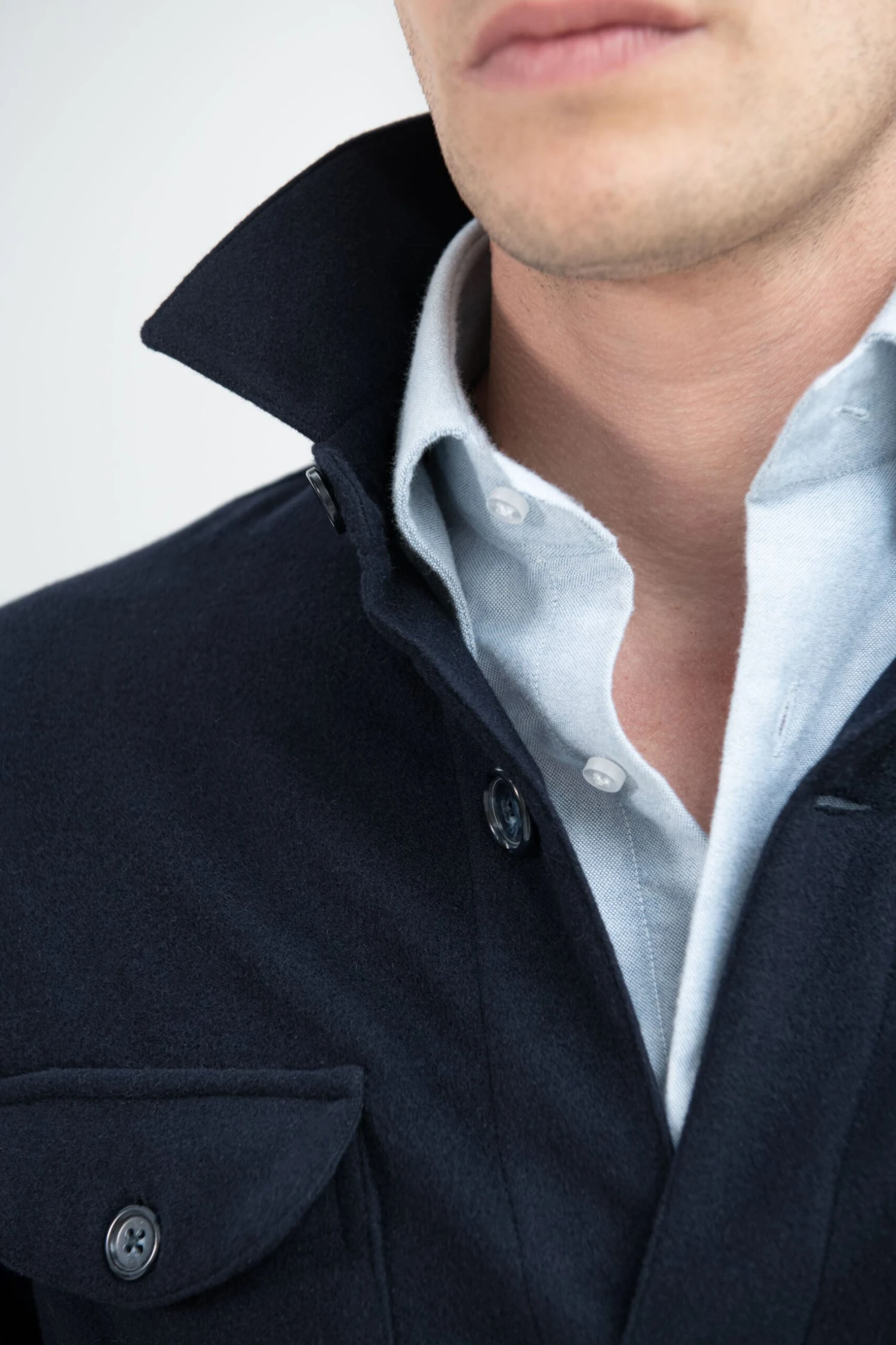 Blue Safari Jacket Flannel Super 180s – Made In Italy 4 Blue Safari Jacket Flannel Super 180s – Made In Italy - Image 2