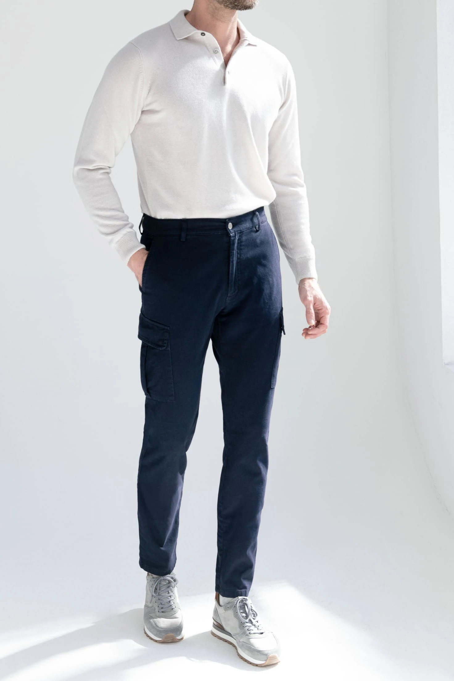 Blue Stretch Canvas Cargo - Made In Italy 6 Blue Stretch Canvas Cargo - Made In Italy - Image 4