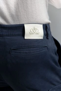 Blue Stretch Canvas Cargo - Made In Italy 9 Blue Stretch Canvas Cargo - Made In Italy -Pini Parma Clothing Store blue stretch cotton cargo .3