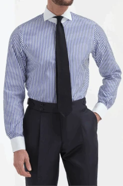 Blue Striped White Collar Shirt Limited Edition - Made In Italy -Pini Parma Clothing Store blue striped white collar shirt 2