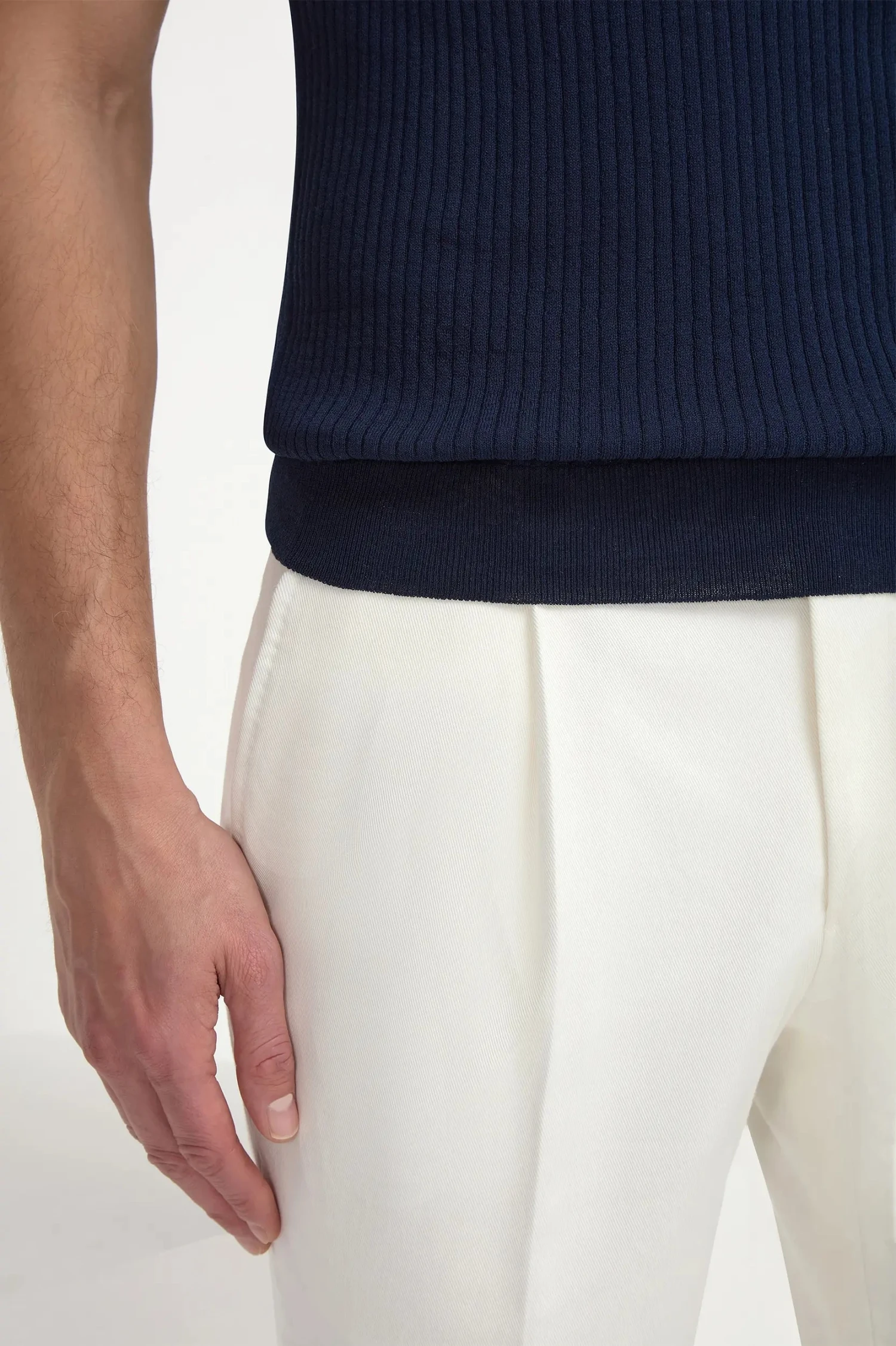 Blue Thin Rib Zipped Polo - Made In Italy 5 Blue Thin Rib Zipped Polo - Made In Italy - Image 3