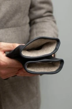 Dark Blue Cashmere Lined Deerskin Leather Gloves - Made In Italy -Pini Parma Clothing Store blue leather gloves 2
